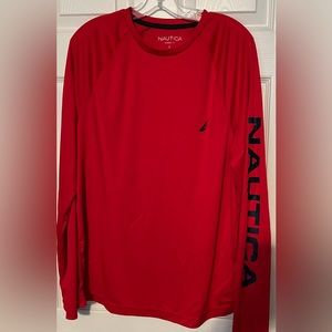 NWOT Nautica long sleeve UPF protection  shirt, RED, size Large